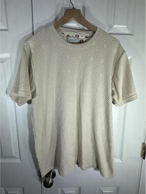 Denim & Flower Ricky Singh Beige Textured Short Sleeve T-Shirt Size L